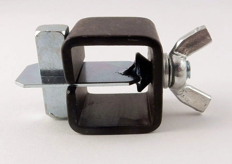 Close-up of a metal side grip clamp from Pro Grade 1/4 Inch Cleco Fastener Kit for Auto Body Repair, showing detail and material.