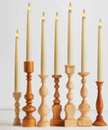 24 Pack 11 Inch LED Flameless Ivory Taper Candles With Flicker Battery Operated Long Tall Candlesticks in wooden holders