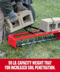36-Inch Tow-Behind Spike Aerator For Lawns With 9 Galvanized Disks And An 80 Lb Weight Tray, Universal Hitch, Red, Rugged 10-Gauge Steel Frame