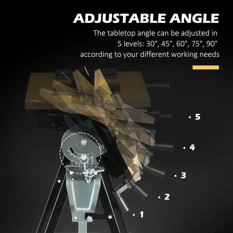 Tough As Nails Adjustable Work Bench Tool Table With Four Heavy Duty Clamps And Six Position Tilt Top Scaling Thirty Three To Forty Five Inches For Backyard Bosses with adjustable tabletop angle displayed.