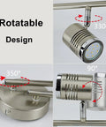 All In One LED Track Lighting Kit With 4 GU10 Bulbs Included Flush Mount Ceiling Spot Lights showing rotation angles