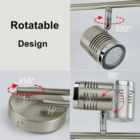 All In One LED Track Lighting Kit With 4 GU10 Bulbs Included Flush Mount Ceiling Spot Lights showing rotation angles