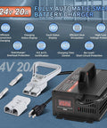 24V 20A Fully Automatic Forklift Battery Charger With Smart 4-Stage Charging, LCD Display, 7 Protections, Pro Grade Lead-Acid Battery Charger For Forklifts, Pallet Jacks, And Floor Scrubbers