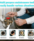 Two Pack Broken Pipe Extractor Tool Set For Damaged Screws And Faucets in plumbing repair setup scene, showing tool use on pipes.
