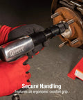 Long Barrel Air Hammer With Three Quarter Inch Bore, 2,200 BPM, Aluminum Housing And Ergonomic Grip being used on metal.