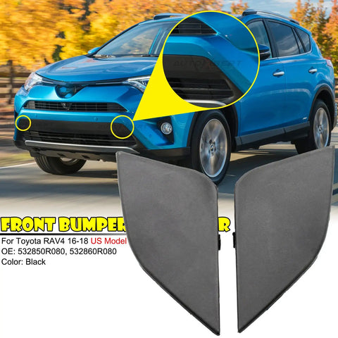 RAV4 AX40 Tow Hook Eye Cover Caps Front Left and Right Replacement Set For 2016 2017 2018 Bumpers Two Piece Easy Install Durable ABS