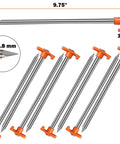 Heavy Duty Tent Stakes 20 Pack 9.75 Inch Ground Pegs Durable Galvanized Iron Stakes For Camping Patio Garden Canopies Grassland Outdoor Use Orange Easy Hammer In T Shaped Top