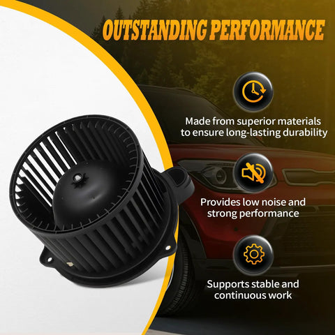 Direct Fit HVAC Blower Motor Assembly For Kia Soul 2010 To 2019 showing durable design for low noise operation.