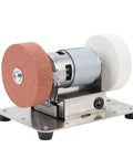 Marhynchus 100W Mini Bench Grinder Electric Multi Purpose Tool With Two Grinding Wheels showing red and white wheels on a metal base.