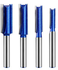 Double Flute Straight Flush Trim Router Bit Set With 1/4 Inch Shank Cutting Diameters 1/4 In 5/16 In 3/8 In 1/2 In For Home DIY Woodworking