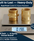 Heavy Duty Garden Hose Connector Set Beefed Up For Real Leak Proof Male To Male And Female To Female Adapters on scale