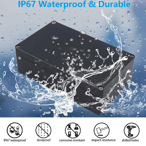 IP67 Waterproof Plastic Project Box Enclosure With Built In Gasket, rugged junction box submerged in water, black color