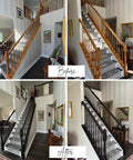 Before and after staircase transformation using Paint Transformer Chalk Mineral For Latex And Acrylic Paint, Gallon size.