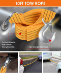 10ft tow rope with steel hooks from Pink Car Emergency Kit For Women And Teens, Roadside Help Essentials