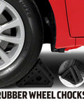 Heavy Duty Rubber Wheel Chocks For Cars, SUVs, Trucks And ATVs, solid tire stop block with oil resistant traction surface
