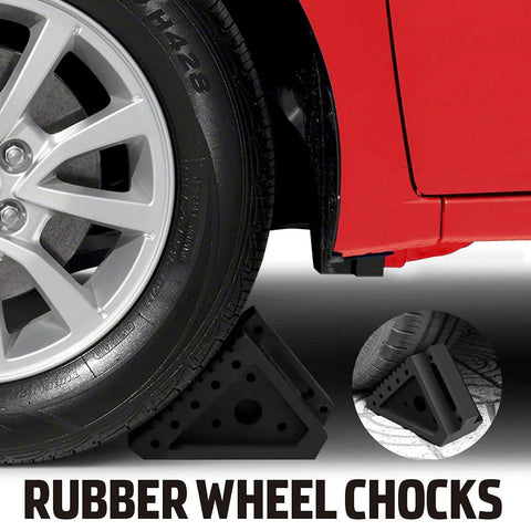 Heavy Duty Rubber Wheel Chocks For Cars, SUVs, Trucks And ATVs, solid tire stop block with oil resistant traction surface