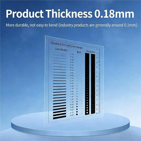 Transparent Crack Comparator Gauge For Defect Measuring, High Precision Crack Width Tool With 5 To 10um Accuracy, Crystal Clear Surface Defects Inspector For Concrete, Metal, And Spray Coated Surfaces, 0.18mm PET