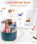 Five Slot Rotating Desk Pen And Pencil Holder With 360 Degree Spin Grab And Go Desktop Storage Organizer For Office School Home And Art Supplies Dark Green holding pens, pencils