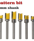 Heavy Duty Bearing Flush Trim Router Bit With 6 Millimeter Shank And Tungsten Carbide Blade For Smooth Woodworking Cuts Badass Anti Resin Coating Keeps Your Shop Clean And Makes Straight Edges A Breeze, showing various lengths.