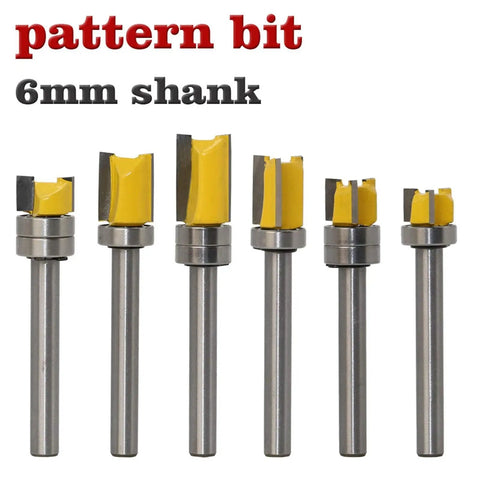 Heavy Duty Bearing Flush Trim Router Bit With 6 Millimeter Shank And Tungsten Carbide Blade For Smooth Woodworking Cuts Badass Anti Resin Coating Keeps Your Shop Clean And Makes Straight Edges A Breeze, showing various lengths.