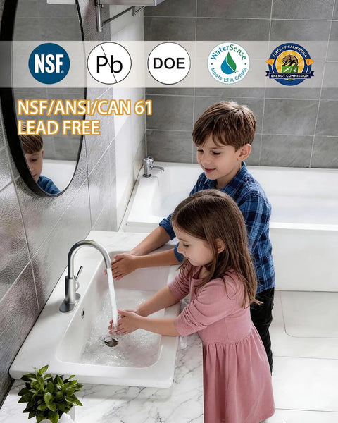 No Fuss Single Handle Bathroom Sink Faucet With Pop Up Drain And Six Inch Deck Plate For Kitchen Bar Camper Farmhouse Vanity Quick One Or Three Hole Setup Lead Free Polish