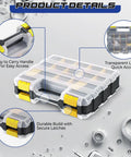 2 Pack 34-Compartment Double-Sided Parts Organizer With Removable Dividers, Durable Yellow Plastic Storage Case details