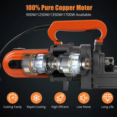 Beast Electric Hydraulic Rebar Cutter With 900W Motor 110V Cuts Up To Five Eighths Inch Rebar Size Five 4 To 16 Mm Heavy Duty Concrete Construction Tool With Blades Fast Cutting In 3 To 4 Seconds, cutaway motor view