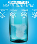 Water Bottle Cleaner Tablets 36 Pack No Chlorine Odor Control Formula dissolving in water with benefits listed.