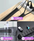 All In One Cable Management Kit For Desk Car And Office With 188 Pieces Including 60 Cable Clip Holders and Sleeves in use