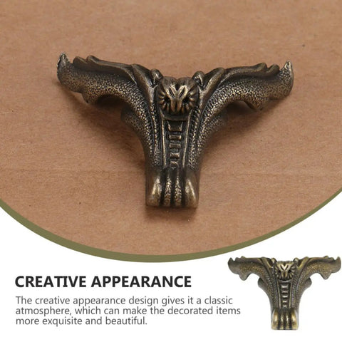 12 Pack Zinc Alloy Decorative Furniture Feet for Sofas and Wooden Boxes, dark brown classic metal foot design.