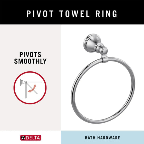 Polished Chrome Round Hand Towel Ring Wall Mount, Durable Bathroom Towel Holder For Kitchen And Bath, Rust-Resistant Finish