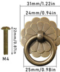 Six Pack Vintage Style Brass Ring Pulls Set 2.5 Cm Ring Diameter With 0.87 Inch Screws Solid Brass Construction Rust Resistant Easy Screw Mount