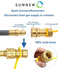 Close-up of brass connectors on 12 Feet Half Inch ID Natural Gas Hose With Quick Disconnect For BBQ Grills Pizza Ovens Patio Heaters And More Propane To Natural Gas Conversion Kit CSA Certified