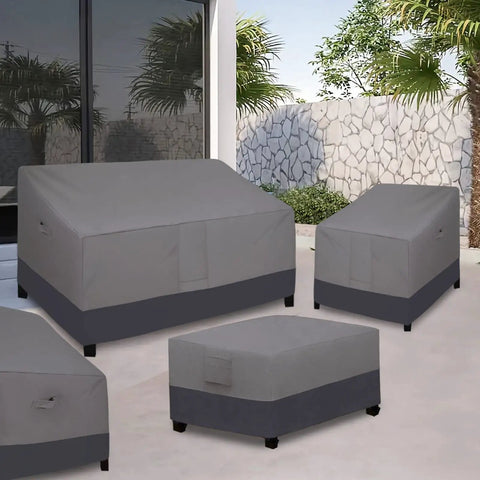 Patio Coffee Table Cover For Small Outdoor Rectangular Table Built Tough Waterproof And UV Resistant Weatherproof 48 X 28 X 16 Inches Gray And Dark Gray Fade Resistant 600D Oxford Fabric on patio