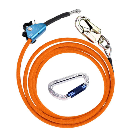 Tree Climbing Lanyard Kit Pro Grade With Steel Wire Core Flip Line Rope 1/2 Inch By 10 Feet Swivel Snap Hook Locking Carabiner