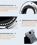 Close-up of EF To EOS M Lens Adapter highlighting metal constructure, electronic contacts, and detachable adapter base