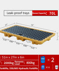 Heavy Duty 2 Drum Spill Containment Platform With Grating, Stackable Spill Pallet, Yellow and Black Polyethylene, 51x27x6 in