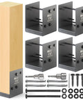 Heavy Duty Stainless Steel Deck Post Base And Anchor Bracket For Fences And Railings Porches Pavilions Concrete Support Base 6x6 Actual 5.5x5.5 In Dark Gray Finish 4 Pack with installation components and wooden post example