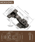 Dimensions of Twenty Pack Inset Soft Close Cabinet Hinges measuring 4.49in x 2.44in, ideal for kitchen cabinet upgrades.