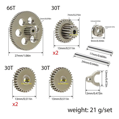 Beefed Up Hardened Steel RC Crawler Transmission Gear Set For 1 By 24 And 1 By 18 Scale Models Precision Machined Gearbox Upgrade