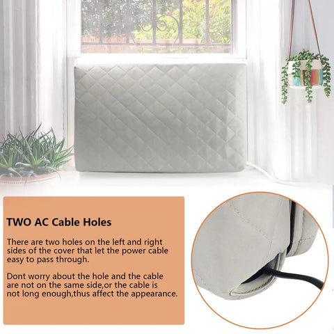 2 Pack Indoor Window AC Cover For Window Units With Double Insulation And Free Elastic Straps Dust Proof Debris Guard installed