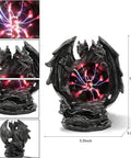 Dragon Plasma Ball Touch Sensitive USB Powered Globe With Purple Red Lightning That Trails Your Fingers, Air Ion Glow on dragon base