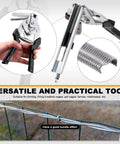 Heavy Duty Hog Ring Pliers Kit With 1200 Galvanized M Clips Pro Grade Manganese Steel Hand Tool for holding fencing and clips.