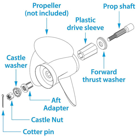 Diagram of Propeller Hub Kit For Suzuki Outboards 150-300 HP 4-Stroke And 150-225 HP 2-Stroke, showing components and assembly.