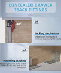 Tough As Nails Undermount Drawer Slides 6 Pair Soft Close 9 Inch Full Extension Ball Bearing Solid 80 Lb Load Capacity feature locking mechanism and mounting brackets.