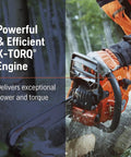 Worker using 555 Gas Chainsaw With 24 Inch Bar 60cc 4.16 HP X Torq Engine And X Cut Chain in forest