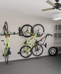 Swivel Bike Rack Set No Lift Wall Mounted Storage For Home And Garage Two Pack With Self Adjusting Receiver with bikes mounted