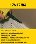 Application of All Purpose RTV Silicone Sealant 48 Tubes 10.1 Fl Oz Each Waterproof White Caulk For Kitchen Bathroom Shower Window Door Indoor Outdoor Use Flexible Crack Resistant Go To Industrial Grade