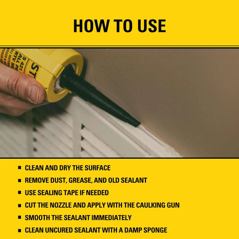 Application of All Purpose RTV Silicone Sealant 48 Tubes 10.1 Fl Oz Each Waterproof White Caulk For Kitchen Bathroom Shower Window Door Indoor Outdoor Use Flexible Crack Resistant Go To Industrial Grade