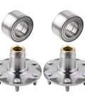 Front Wheel Hub Bearing Assembly Set For Toyota Tacoma 1995-2004 4WD, Fits 2.4L 2.7L 3.4L, Two Pack, Direct Replacement, Replaces 43521-35010 And 43502-35160, Brand New Premium Quality Wheel Hubs showing two hubs and bearings.